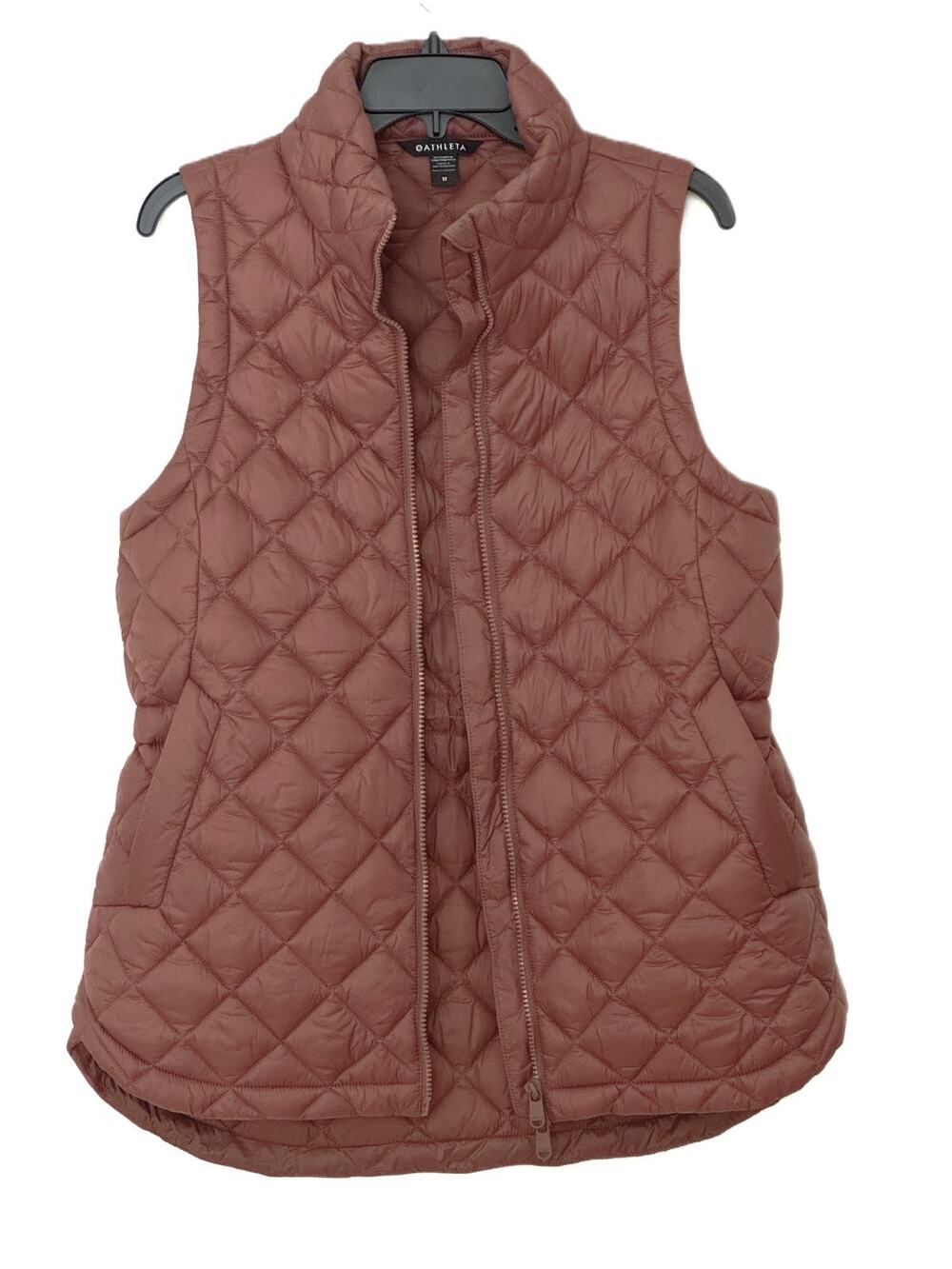 Athleta Whisper Featherless Puffer Vest M Pink Mauve Brown 599504 MSRP $159